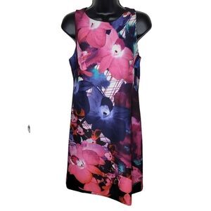 Vince Camuto orchid floral print mini shift dress size 6